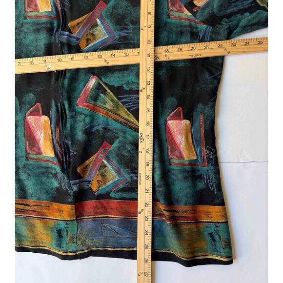 CB New York Vtg 80s Abstract Geometric Blouse M- L Artsy Retro Avant Garde USA - Picture 7 of 8